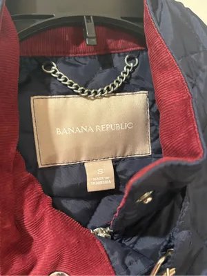 Banana Republic Navy Blue Quilted Vest Corduroy Trim Collar Women's Small thumbnail 5
