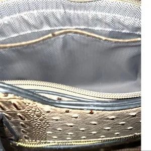 Isabella vegan leather ostrich satchel! Taupe in color with unique design! thumbnail 11