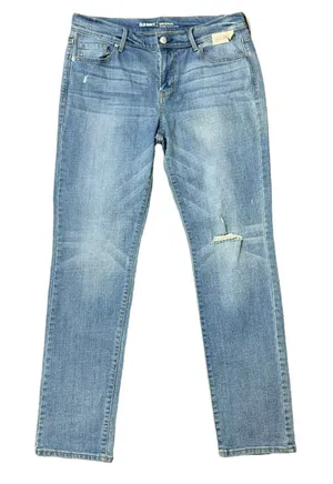Old Navy Size 8 Jeans Mid Rise Straight Leg Distressed Knees Blue Joshua‎ Tree thumbnail 1
