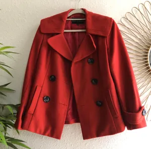 Antonio Melani Red wool pea coat with double breasted buttons and collar, fully lined thumbnail 1