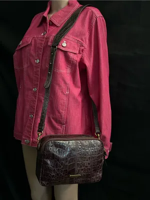 Joelle Hawkins Women’s Croc-Embossed Crossbody Bag Burgundy thumbnail 3