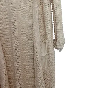 Free People Wouldn't Knit Be Nice L LongLine Ivory open front Cardigan thumbnail 7