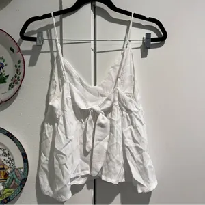 Brandy Melville White Crop Tank Blouse Back Tie thumbnail 2