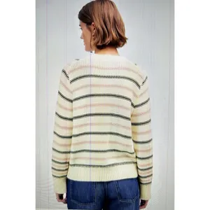 Madewell $98 Cotton Crewneck Sweater Dark Loden Stripe NT643 Size M thumbnail 4