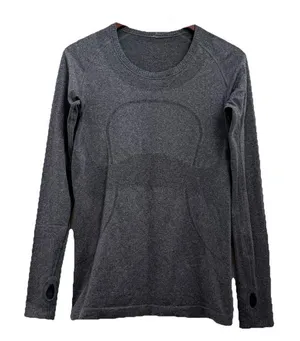 LULULEMON Black Heathered Swiftly Tech Crew Neck Long Sleeves Size 10 thumbnail 1