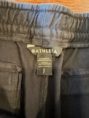 Athleta Farallon Midi Shorts Lounge Drawstring Pockets Black Size SP Cotton thumbnail 2