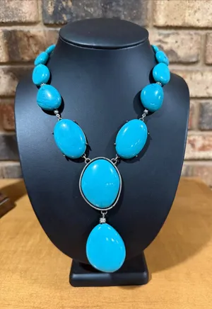Avon Vintage Faux turquoise chunky statement Western necklace thumbnail 1