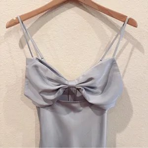 ASTR the Label Satin Bow Midi Dress Ice Blue Size XS NWT thumbnail 6