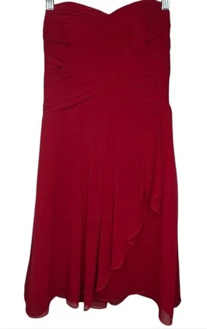 David's Bridal Strapless‎ Dress Red thumbnail 1