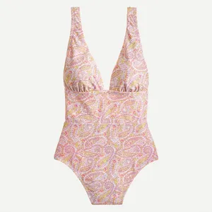 NWT J. Crew Eco Plunge One Piece‎ Swimsuit Beach Paisley Peach Size 12 thumbnail 3
