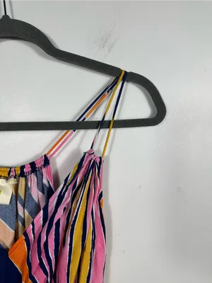 Anthropologie Maeve Jumpsuit Womens 6 Pink Orange Abstract Wide Leg‎ Strappy thumbnail 6