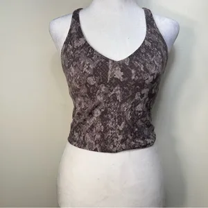 Lululemon Align Tank Top Grey Brown Snakeskin Animal Print Crop V-Neck‎ Yoga Bra thumbnail 7