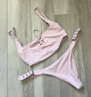 Frankies Bikinis Bikini corset pullover cheeky buckle womens Pink (medium) swim thumbnail 1
