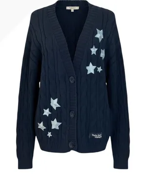 Taylor Swift Midnights Navy Blue Cable Knit Cardigan thumbnail 1
