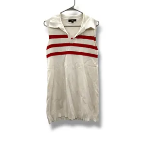 Lulus Striped Sleeveless‎ Sweater Dress Womens M White Red Polo Collar Knit Mini thumbnail 3