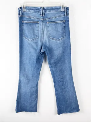 GOOD AMERICAN High Rise Distressed Good Leg Fray Hem Denim Jeans Size 31 thumbnail 2