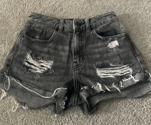 black jean shorts thumbnail 1