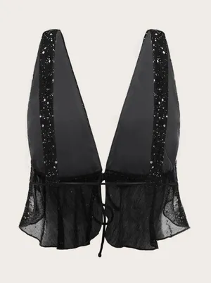 Sparkly Black Crop Top thumbnail 2