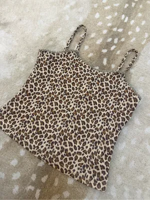 Mouth Valley Leopard Print Cami Tank Top Lace Trim Y2K Japanese women’s size S thumbnail 3