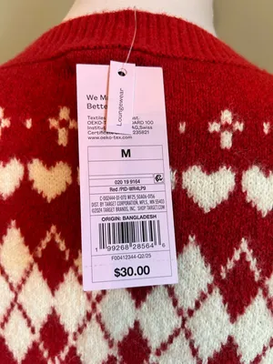 wild fable Red and White Bunny Knit Cropped Cardigan thumbnail 4