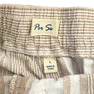 Per Se (L) Delaney Striped Linen Blend Short - Stitch Fix Elastic Waist thumbnail 5