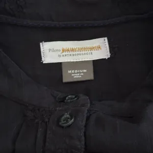 Pilcro By Anthropologie Womens Black Embroidered Floral Long Sleeve Shirt Medium thumbnail 2