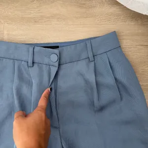 Express slate blue high-waisted pleated wide-leg pants thumbnail 5