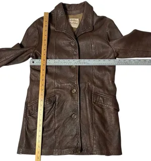 LEATHERS By NEW ENGLAND Sports Wear Brown Leather Jacket Half Belt VINTAGE thumbnail 8
