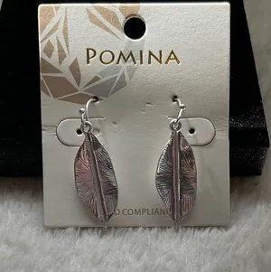 Pomina Silver Feather Drop Earrings thumbnail 1