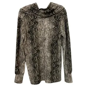 Gibson Snakeskin Cowl Neck Convertible Tunic Top Brown Tan SF8191 Womens‎ Medium thumbnail 11
