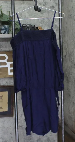 BCX Juniors Off-the-Shoulder Romper 64021720299 Navy Blue XL thumbnail 1