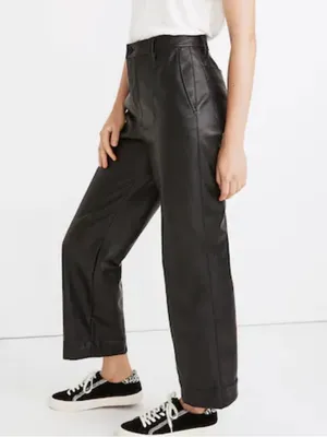Like New Madewell Emmett Wide Leg Faux Leather Pants Size 29 Retail $148.00 thumbnail 2