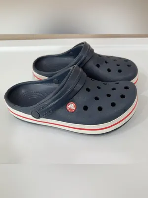 CROCS Navy Blue Classic Clog with Red-Trim Stripe thumbnail 2