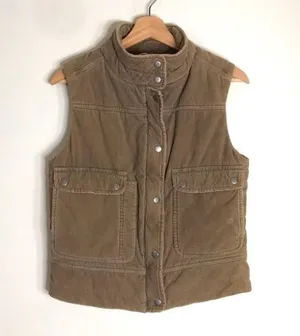 Vintage corduroy puffer zip and button up pullover fall winter vest size small thumbnail 1