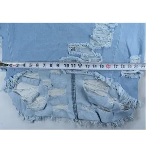 Vibrant MIU Light Wash Distressed Denim Shift Dress Shredded High Low Hem Blue thumbnail 4