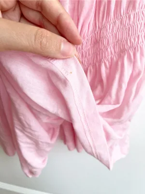 Vintage Wet Seal Y2K Pink Babydoll Smocked Top Size M Made In USA Slightly Sheer thumbnail 3