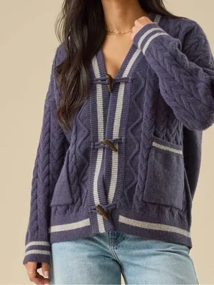 NEW Altar’d State Navy Knit Cardigan Sweater Size Large NWT thumbnail 1