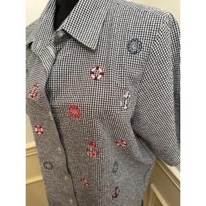 Vintage Bonworth Cottagecore Coastal Gingham Short Sleeve Button Up Embroidered thumbnail 4