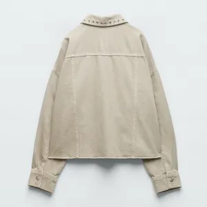 NWT‎ Zara Piercing Cropped Overshirt Jacket in Taupe Size Extra Large thumbnail 13