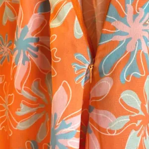 Pink Lily Morning Mimosas Mini Dress Orange‎ Floral Tiered Boho Women Medium thumbnail 5