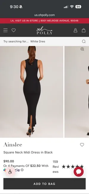 Oh Polly square neck, midi dress in black thumbnail 5