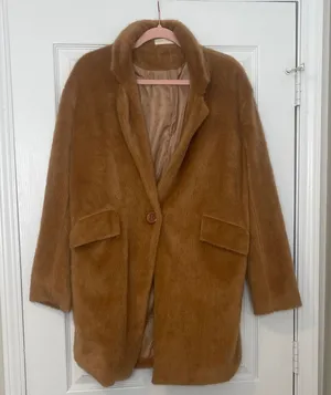Women's Plush Teddy Coat in Brown thumbnail 1