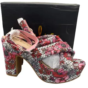 Lulu's Nokunu pink floral ankle strap platform sandals women’s Size 9 thumbnail 2