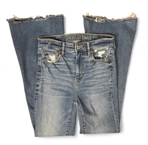 American eagle super hi rise stretch flare jeans size 0 short thumbnail 1