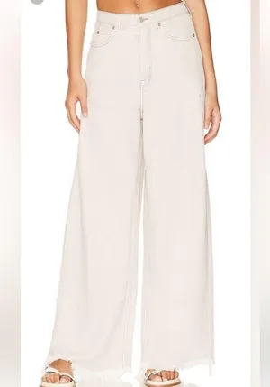 Free People Old West Slouchy Jeans in White thumbnail 2