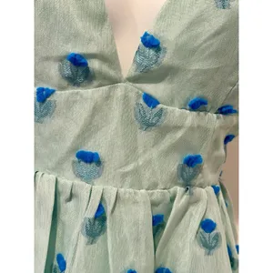Lulus "Definitely Flirty" Green Floral Textured Skater Dress Size M Medium NWT!! thumbnail 2