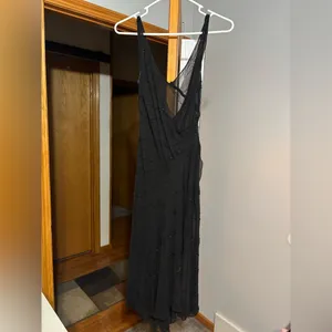 Silk Beaded Sheer Dress Black thumbnail 4
