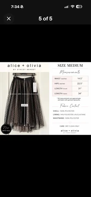 Alice + Olivia Camille Polka Dot Tulle Pouf Midi Skirt Black M NWT $495 thumbnail 5