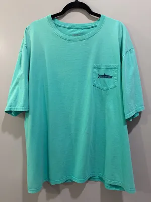 Over Under Short Sleeve Logo Pocket Tee Blue-Green thumbnail 1