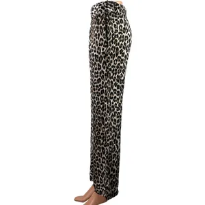 H&M Women's Black Leopard Animal Print High Rise Wide Leg Trousers Pants Size S thumbnail 2